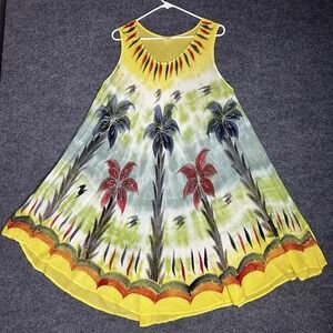 Asha Tie Dye Umbrella Dress One Size Floral Boho Hippie Beach Rayon